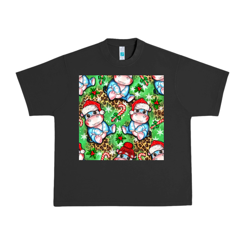 Christmas Cute Hippo Sitting Urban Heavy Tee by NancyCooperArtShop | Teevron