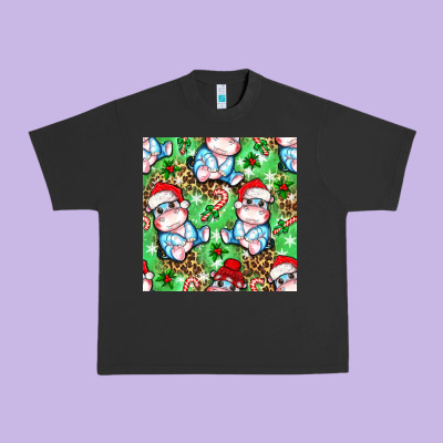 Christmas Cute Hippo Sitting Urban Heavy Tee Designed By Nancycooperartshop