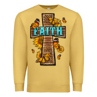 Antique Gold Western Faith Cross Butterfly Premium Sweatshirt - LillyAllenDesigns