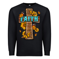 Black Western Faith Cross Butterfly Premium Sweatshirt - LillyAllenDesigns
