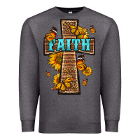 Charcoal Heather Western Faith Cross Butterfly Premium Sweatshirt - LillyAllenDesigns