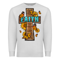 Dove Grey Western Faith Cross Butterfly Premium Sweatshirt - LillyAllenDesigns