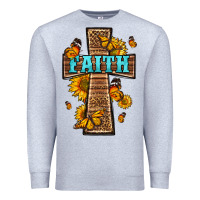 Heather Grey Western Faith Cross Butterfly Premium Sweatshirt - LillyAllenDesigns