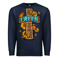 Navy Western Faith Cross Butterfly Premium Sweatshirt - LillyAllenDesigns