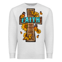 Oatmeal Heather Western Faith Cross Butterfly Premium Sweatshirt - LillyAllenDesigns