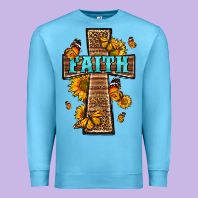 Western Faith Cross Butterfly Premium Sweatshirt Designed By Lillyallendesigns
