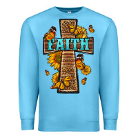 Ocean Blue Western Faith Cross Butterfly Premium Sweatshirt - LillyAllenDesigns