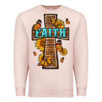 Pale Pink Western Faith Cross Butterfly Premium Sweatshirt - LillyAllenDesigns