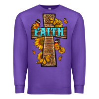Purple Western Faith Cross Butterfly Premium Sweatshirt - LillyAllenDesigns