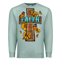 Seafoam Western Faith Cross Butterfly Premium Sweatshirt - LillyAllenDesigns