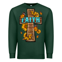 Sports Green Western Faith Cross Butterfly Premium Sweatshirt - LillyAllenDesigns