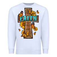 White Western Faith Cross Butterfly Premium Sweatshirt - LillyAllenDesigns