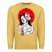 Antique Gold japanese geisha samurai fox mask red sun Premium Sweatshirt - tuanDangUi