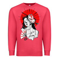 Cardinal japanese geisha samurai fox mask red sun Premium Sweatshirt - tuanDangUi