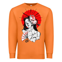 Carrot japanese geisha samurai fox mask red sun Premium Sweatshirt - tuanDangUi