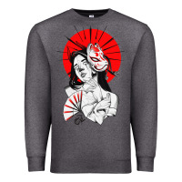Charcoal Heather japanese geisha samurai fox mask red sun Premium Sweatshirt - tuanDangUi