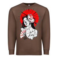 Chestnut japanese geisha samurai fox mask red sun Premium Sweatshirt - tuanDangUi
