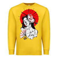 Lemon japanese geisha samurai fox mask red sun Premium Sweatshirt - tuanDangUi
