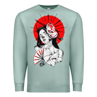 Seafoam japanese geisha samurai fox mask red sun Premium Sweatshirt - tuanDangUi