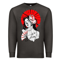 Smoke japanese geisha samurai fox mask red sun Premium Sweatshirt - tuanDangUi