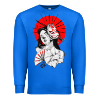 True Royal japanese geisha samurai fox mask red sun Premium Sweatshirt - tuanDangUi