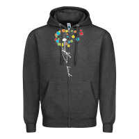 Charcoal Heather Dandelion Autism Puzzle Be Kind Zipper Hoodie - CowhideDigitalArt