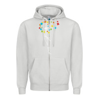 Dove Grey Dandelion Autism Puzzle Be Kind Zipper Hoodie - CowhideDigitalArt