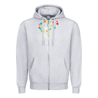 Heather Grey Dandelion Autism Puzzle Be Kind Zipper Hoodie - CowhideDigitalArt