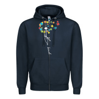 Navy Dandelion Autism Puzzle Be Kind Zipper Hoodie - CowhideDigitalArt
