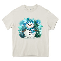 Cream winter snowman Heavy Core Tee - MaliasSmallBusiness