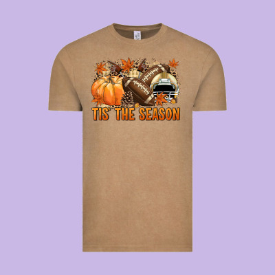 Tis' The Season Football And Light Yellow Helmet Vintage Tee Designed By Nancycooperartshop