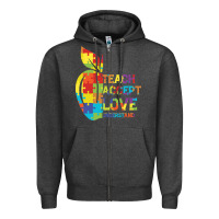Charcoal Heather Autism Teach Accept Understand Love Zipper Hoodie - CowhideDigitalArt