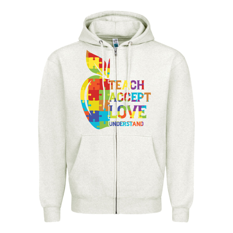 Autism Teach Accept Understand Love Zipper Hoodie by CowhideDigitalArt | Teevron
