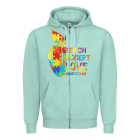 Seafoam Autism Teach Accept Understand Love Zipper Hoodie - CowhideDigitalArt