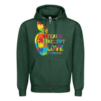 Sports Green Autism Teach Accept Understand Love Zipper Hoodie - CowhideDigitalArt