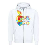White Autism Teach Accept Understand Love Zipper Hoodie - CowhideDigitalArt