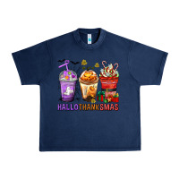 Navy hallothanksmas coffee cups Urban Heavy Tee - texasbilliewilder