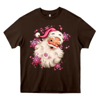 Chocolate Brown pink christmas santa claus Heavy Core Tee - MaliasSmallBusiness