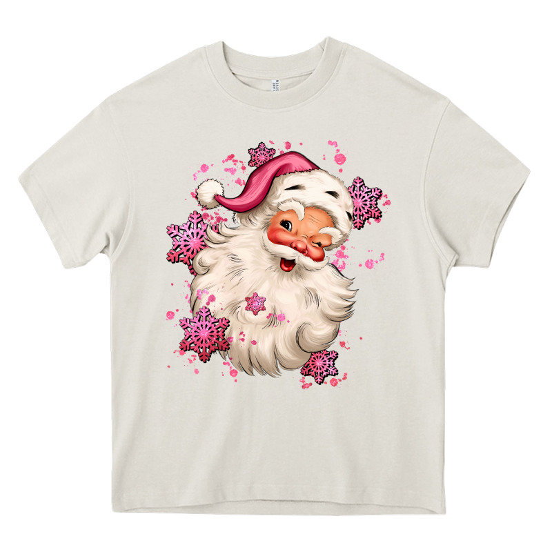 Pink Christmas Santa Claus Heavy Core Tee by MaliasSmallBusiness | Teevron