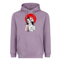 Lavender japanese geisha samurai fox mask red sun Heavyweight Hoodie - tuanDangUi
