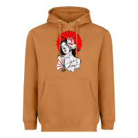 Meerkat japanese geisha samurai fox mask red sun Heavyweight Hoodie - tuanDangUi