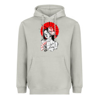 Moon Dust japanese geisha samurai fox mask red sun Heavyweight Hoodie - tuanDangUi