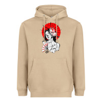 Mushroom japanese geisha samurai fox mask red sun Heavyweight Hoodie - tuanDangUi