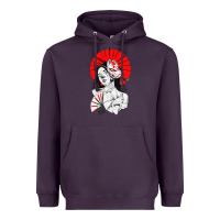 Plum japanese geisha samurai fox mask red sun Heavyweight Hoodie - tuanDangUi