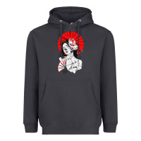 Smoke japanese geisha samurai fox mask red sun Heavyweight Hoodie - tuanDangUi
