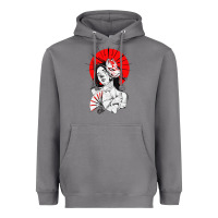 Storm japanese geisha samurai fox mask red sun Heavyweight Hoodie - tuanDangUi