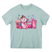 Arona pink christmas snowman coffee cups Heavy Core Tee - MaliasSmallBusiness