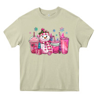 Mossy pink christmas snowman coffee cups Heavy Core Tee - MaliasSmallBusiness