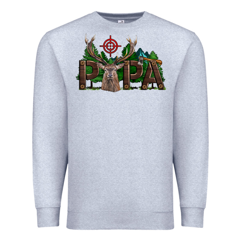 Western Papa Deer Hunting Premium Sweatshirt by LillyAllenDesigns | Teevron