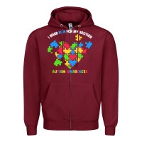 Burgundy Wear Blue For My Brother Autism Zipper Hoodie - CowhideDigitalArt